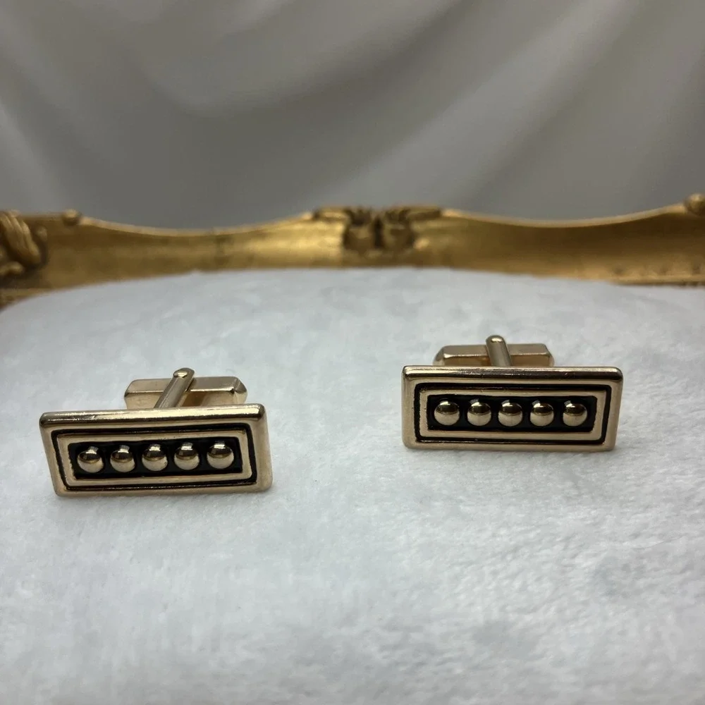 Vtg. Geometric Gold Tone Swank Cufflinks Old Money Estate Heritage‎ Quiet Luxury